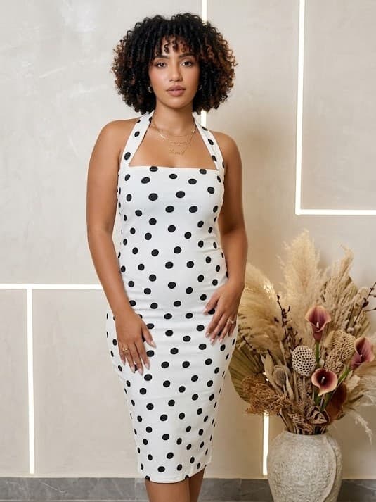 Polka Dot Scuba Lycra Dress